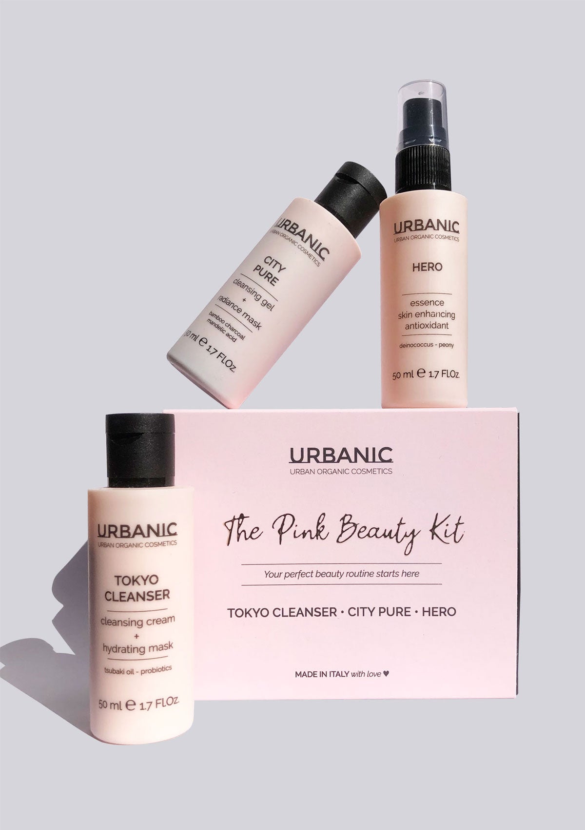 The Pink Beauty Kit still life - urbanic cosmetics